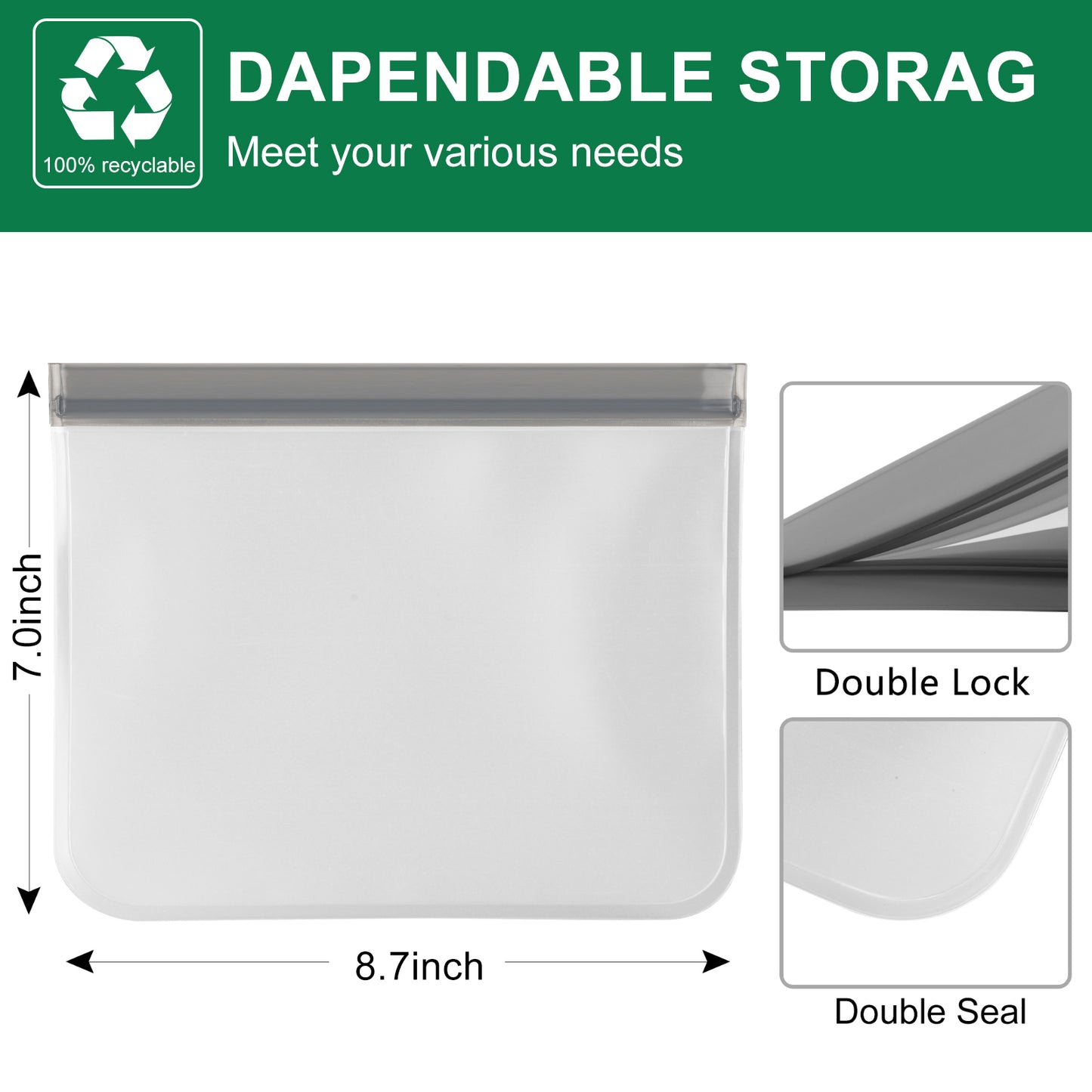 Lerine 12 Pack Dishwasher Safe Silicone Reusable Sandwich Bags, Leakproof Double Zipper, Freezer Bags,Orange&Blue