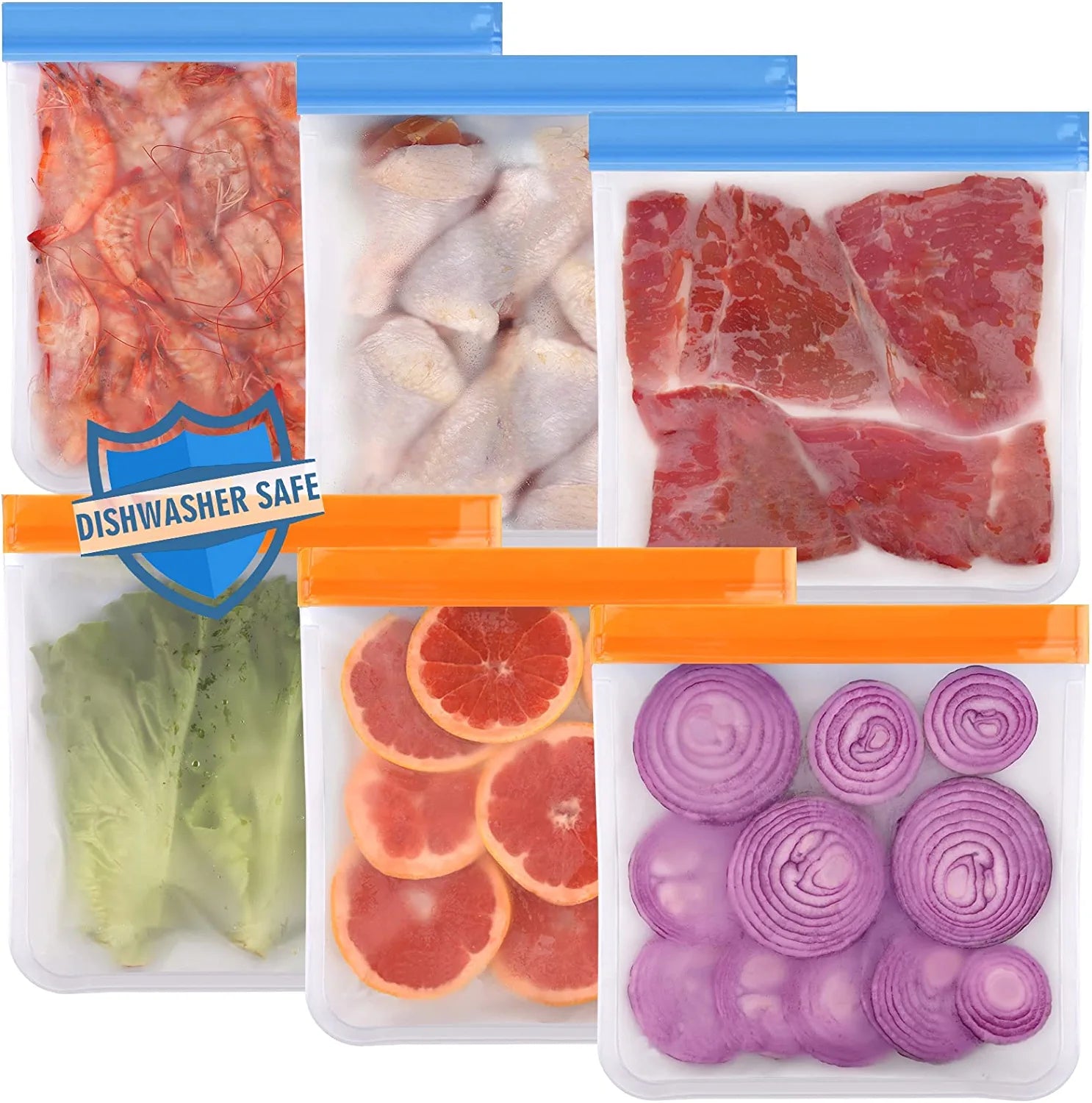 Stand-Up Reusable Gallon Freezer Bags (1 Gallon, Set of 4) - Leakproof  Ziplock Reusable Storage Bags for Sandwich, Snack, Meat, Vegetables, Fruit  etc.