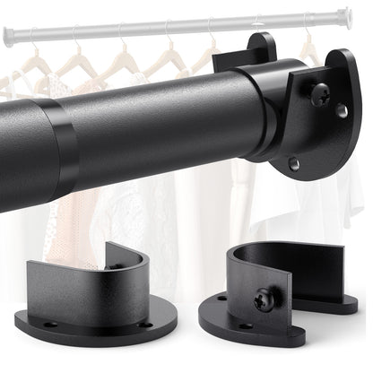 Closet Rods for Hanging Clothes,17-98in Stepless Adjustable Closet Rod,1.3in Diameter Heavy Duty Closet Hanging Rod, Matte Black