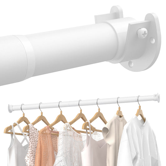 Supforce Closet Rods for Hanging Clothes,17-26in Stepless Adjustable Closet Rod,1.3in Diameter Heavy Duty Closet Hanging Rod, Matte White