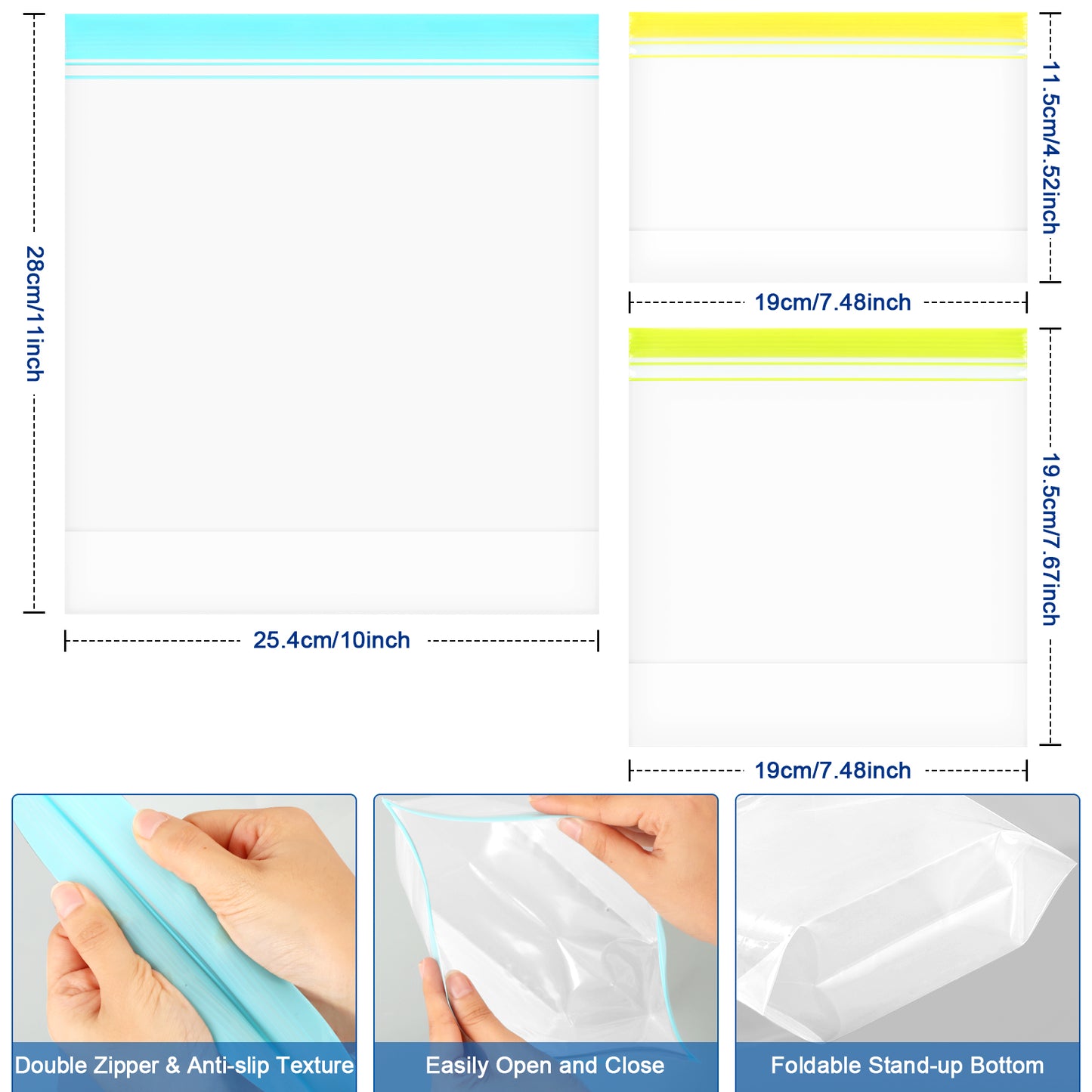 Lerine 10 Pack 10*11inDishwasher Safe Stand-up Reusable Food Storage Bags Gallon, Leakproof Reusable Freezer Bags,Silicone Reusable Sandwich Bags Gray