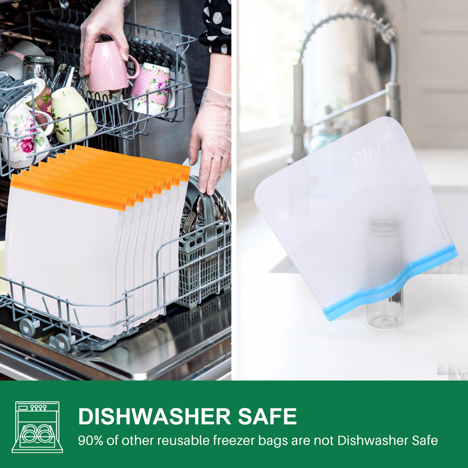 6 Pack Dishwasher Safe Reusable Gallon Bags – Lerine