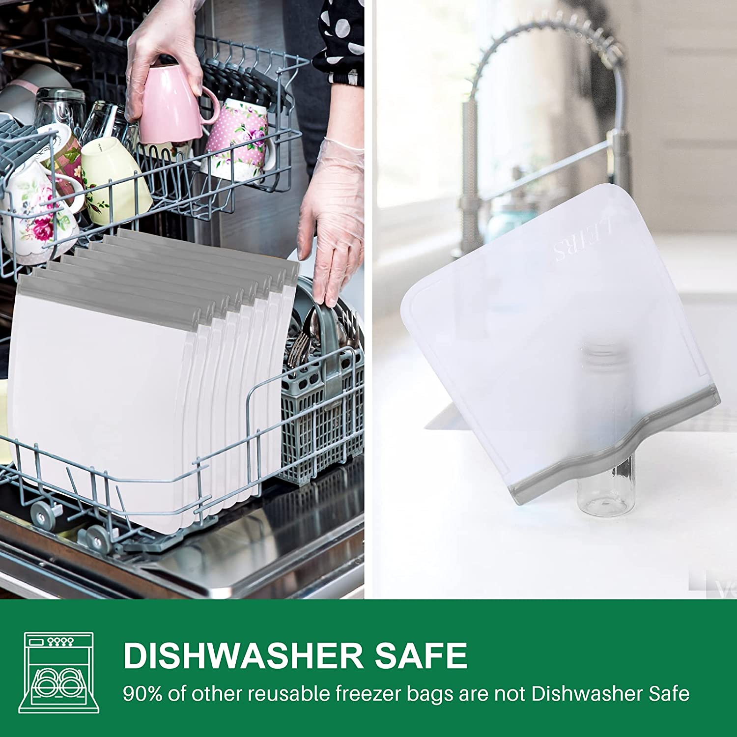 6 Pack Reusable Gallon Freezer Bags Dishwasher Safe, BPA Free Reusable –  Lerine