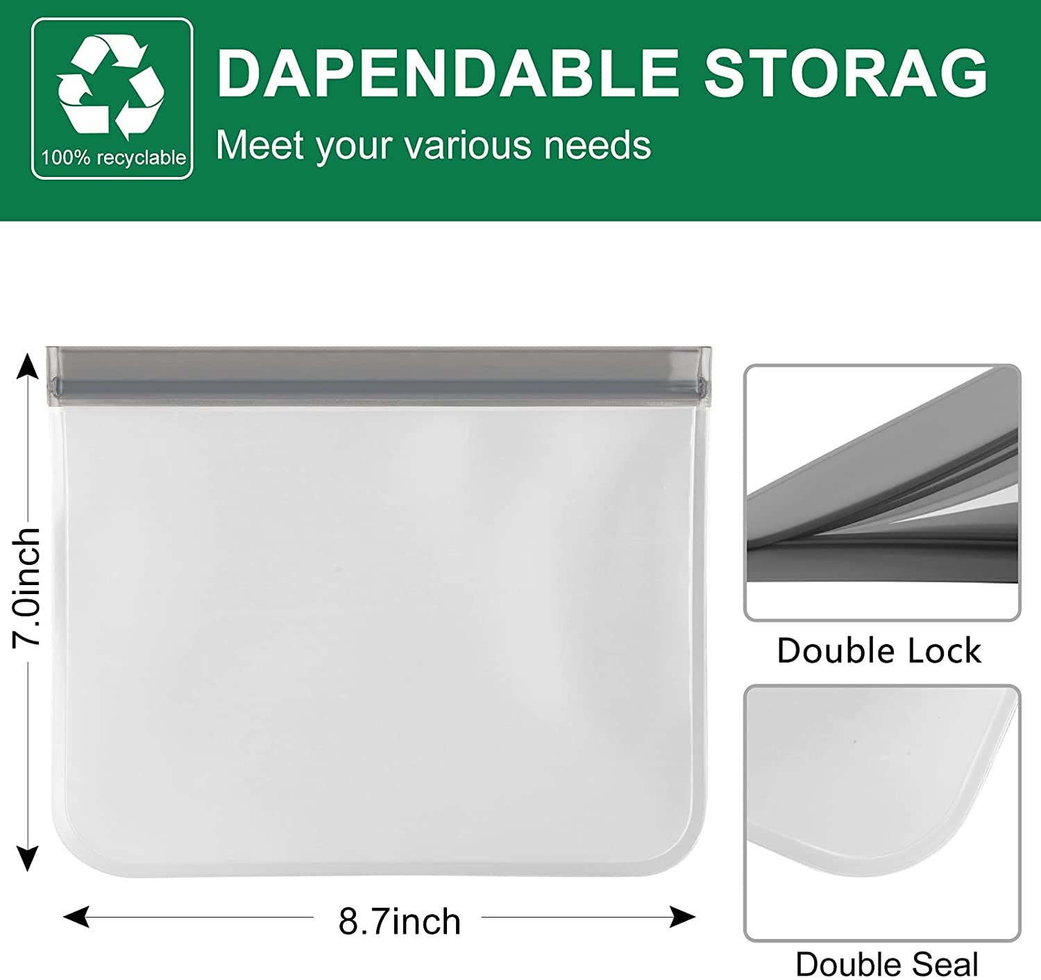 Lerine 24 Pack Dishwasher Safe Reusable Bags Silicone, Leakproof