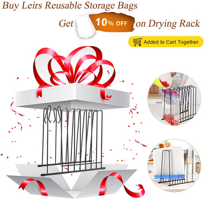 24 Pack Dishwasher Safe Reusable Bags Silicone, Leakproof Reusable Bags, BPA Free Reusable Food Storage Bags for Lunch Meat Veggies (6 Gallon 9 Snack 9 Sandwich Bags) - White